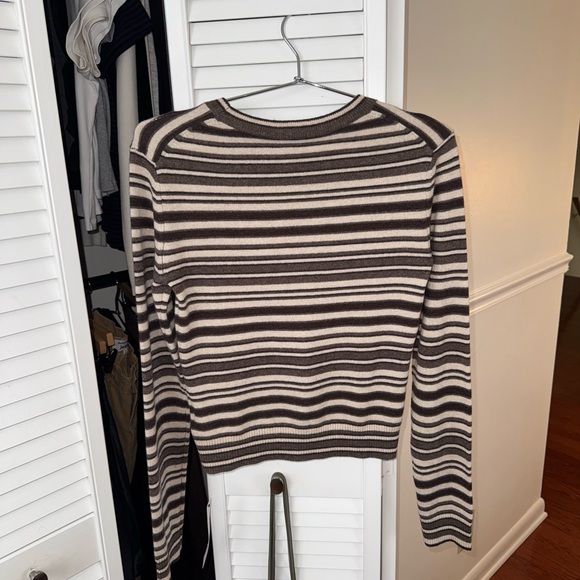 Reformation Lian Cashmere Crew Sweater in Brown Multi Stripe - Picture 8 of 10